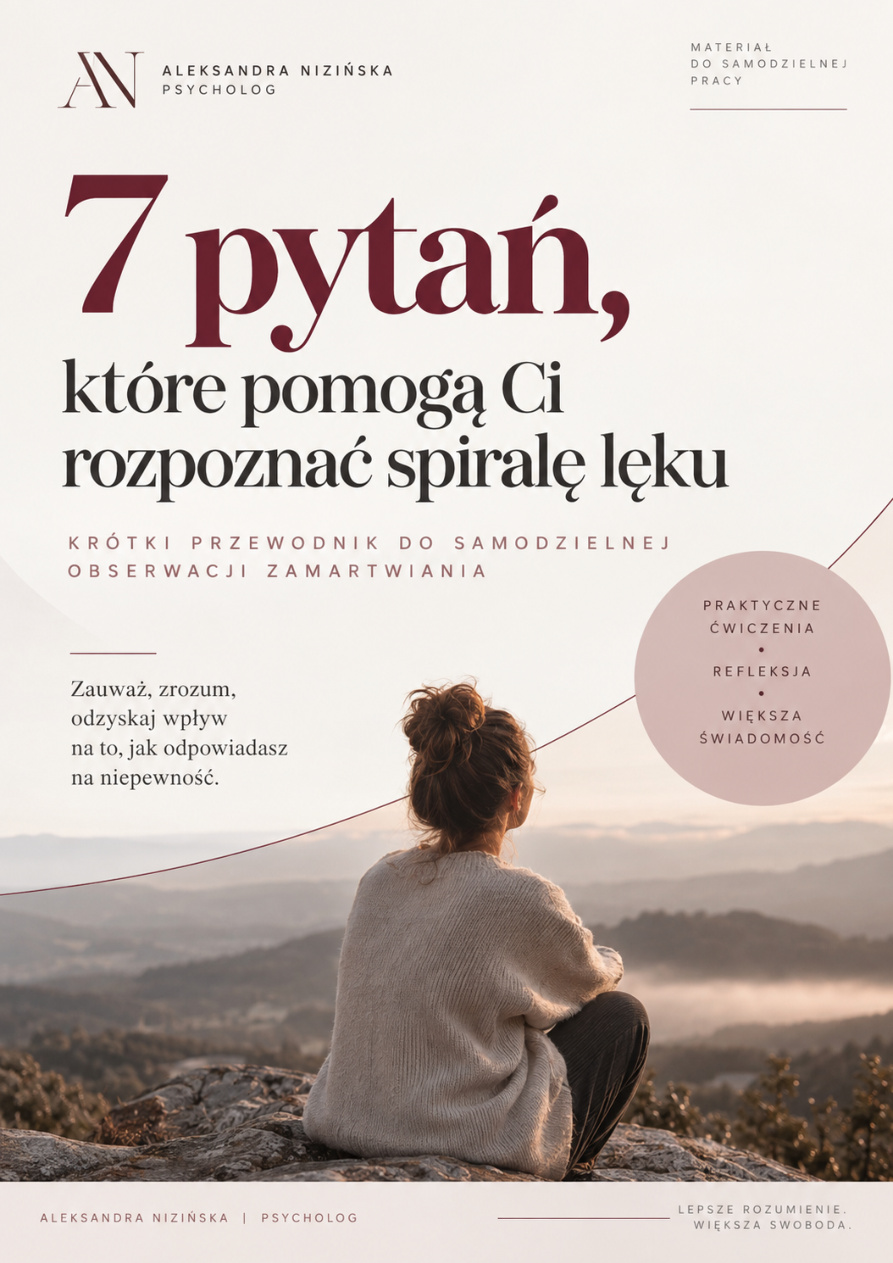 Okładka PDF 7 pytań, które pomogą Ci rozpoznać spiralę lęku